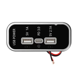 Custom 3 Usb Ports Dc 12V 24V Panel Mount Power Socket Outlet 2 Usb A 3.1A Pd Usb C Port for Train Campervan Bus Seat Van Seat