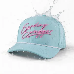 Custom 3D Embroidery Logo Quick Drying Waterproof Breathable Laser Cut Hole Perforated Hat 6 Panel Golf Baseball Cap with Rope