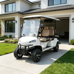 Custom 4 Seater Electric Golf Cart 72V Lithium DOT Approved US Market with Added Rear Cargo Box and Extra Storage