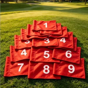 Custom 6*8inch 420D Nylon Golf Pin Flags Number 1-9 Mini Golf Putting Green Flags With Plastic Tube