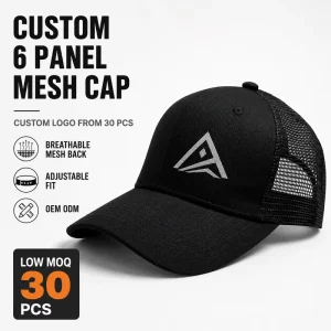 Custom 6 Panel Mesh Cap Cotton Front Breathable Back Adjustable Curved Brim OEM ODM Supplier