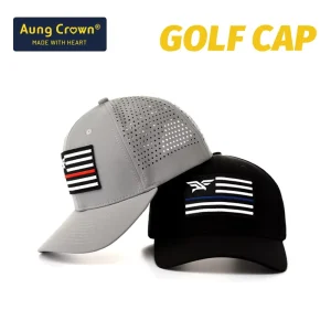 Custom 6 Panel Trucker Hat Rubber PVC Patch Logo Waterproof Surf Laser Perforated Sport Baseball Cap Golf Hat
