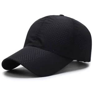 Custom 6 Panel Unstructured Letter Pattern Common Fabric Printing Logo Quick Dry Laser Cut Hole Perforated Nylon Baseball Caps