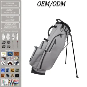 Custom 6 Way Waterproof Durable Design Zipper Closure Professional PU Hybrid Portable Golf Stand Bag Men