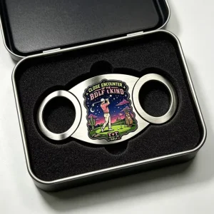 Custom 62 Gauge Cutter For V Shaped Spring Loaded Cigar Cutter Raw Blade With Lighter On Table Golf Ball Marker