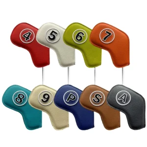 Custom 9pcs Set PU Leather Golf Club Headcovers Premium Iron Cover Headcover for Golfers