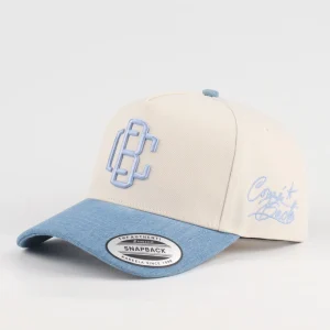 Custom Adjustable Men Women Custom 3D Embroidered Snapback Cap Two Tone Cream Light Blue Streetwear Hat Structured Baseball Hat