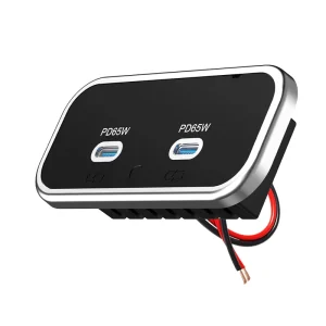 Custom Automotive Vehicle Bus Seat Fast Charger 65W Dual PD 3.0 12V 24V Usb Port Car Charger Outlet Socket Usb C 24V Carregador
