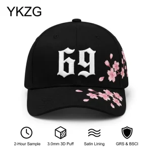 Custom Baseball Cap 3D Puff Embroidery Satin Lined Structured Snapback Sport Hat OEM ODM