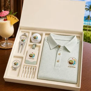 Custom Beach Vacation Embroidered Printed Logo Luxury Set De Regalo De Golf Golf Polo Golf Accessory with Gift Box