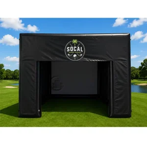 Custom Black Inflatable Golf Training Tent Outdoor Portable Golf Simulator Enclosure for Commercial or Personal Use