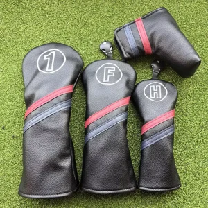 Custom Black Leather Waterproof Golf Driver Headcover with Logo