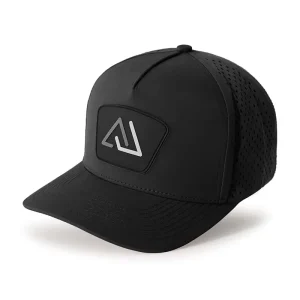 Custom Black Waterproof Perforated Baseball Cap with Custom Logo Patch Breathable Snapback Hat for Golf and Outdoor Quick-Dry Hat