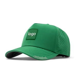 Custom Breathable Perforated Golf Cap 5 Panel Water Resistant Baseball Hat with Rubber Patch Logo Quick Dry Manufacturer Factory