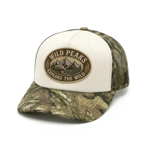 Custom Camo Mountain Trucker Hat High Quality Foam 5 Panel Vintage Embroidered Patch Cap Outdoor Hunting Camping Snapback Hat