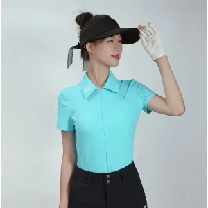 Custom Casual Golf Apparel Women’s Short Solid Shirts Twill 220g Breathable Slim Fit Anti Pilling Polyester Cotton
