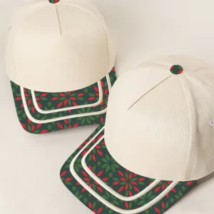 Custom Christmas Baseball Cap Retro Rope Brim Snapback Festive Holiday Snowflake Cartoon Print Unisex Holiday Gift Cap