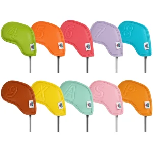 Custom Colorful PU Leather Golf Iron Head Covers 4 9 PW AW SW LW Iron Club Covers OEM ODM Golf Headcover