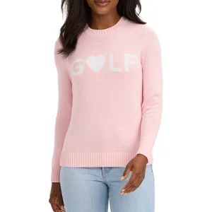 Custom Cotton Jacquard Logo Women Knitwear Crew Neck Golf Club Sporty 7GG Thick Winter Fall Apparel