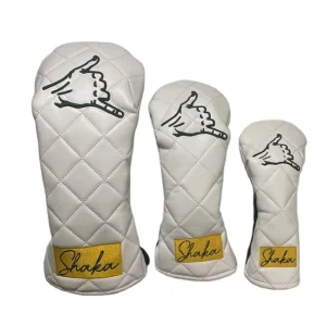 Custom Design 3D Embroidered Logo PU Leather Golf 1 3 X Headcover Golf Club Covers