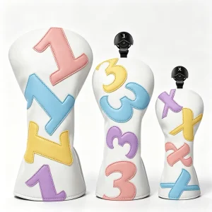 Custom Design Applique Logo PU Leather Golf 1 3 X Headcover Golf Club Covers