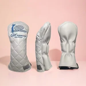 Custom Design Driver Fairway Hybrid Golf Club Head Covers with PU Leather & Velvet Lining Soft Grid Embroidery Custom Logo
