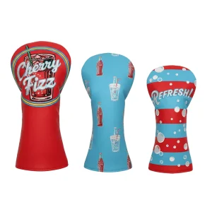Custom Design Driver Headcover Waterproof PU Leather 3D Embroidery Golf Driver Head Cover with Elastic Self Fixing Closure