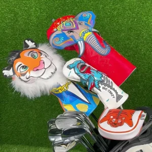 Custom Design High Quality PU Leather Park Golf Club Cover Waterproof Golf Headcover Embroidery Animated Golf Accessories