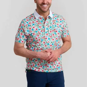 Custom Design Logo High-end Men’s Slim Fit Floral Shirt Spandex Polyester Short Sleeve 180 Grams Breathable Golf