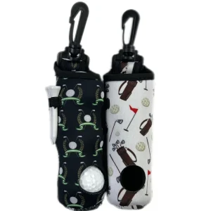 Custom Design Neoprene Bag Golf Bag Sublimation Printing Golf Accessories Golf Ball Pouch Holder Mini Bag with Carabiner Clip