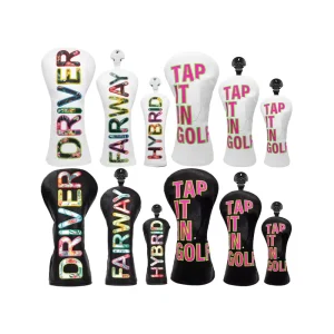 Custom Design Pattern Printed Embroidery Golf Driver Headcover Golf Head Cover Pu Leather