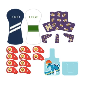 Custom Design Pu Leather Embroidery Printing Logo Golf Club Head Covers Leather Golf Headcover