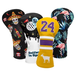 Custom Design Waterproof Embroidered Logo Golf Driver Head Cover PU Leather