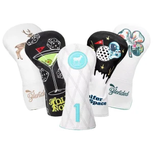Custom Design Waterproof Pu Leather Golf Driver Head Covers with Elastic Band Closure and Logo Embroidery