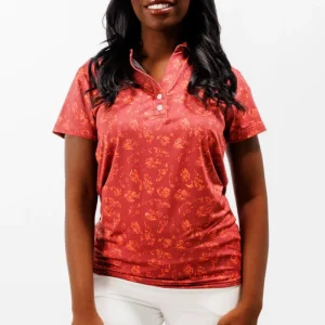 Custom Design Women Golf Polo Shirt Slim Fit Lady Golf Apparel Embroidered Logo Floral Golf Wear Polo Shirts for Women