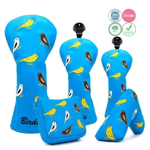 Custom Designed PU Leather Golf Wood Headcover Set Driver Fairway Hybrid Cover OEM Manufacturer