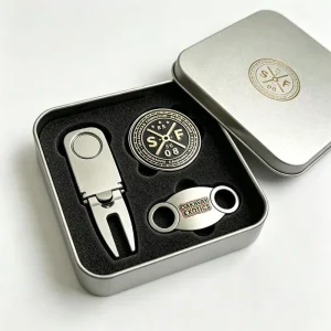 Custom Die Casted Golf Foldable Divot Repair Tool Flat Belt Clip Laser Logo Metal With Bottle Opener Set