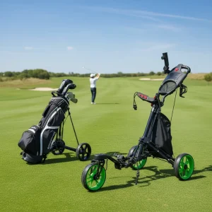 Custom Durable Lightweight Portable 3 Wheel 360 Rotating Front Wheel Aluminum Golf Cart Folding Push Trolley 20kg Load Capacity