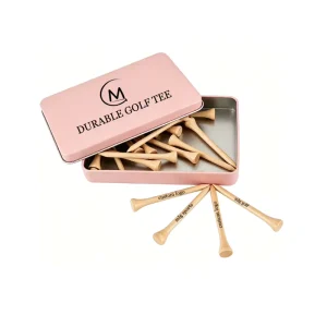 Custom Eco Friendly Durable Biodegradable Bamboo Wooden Golf Tees With Optional Sizes In Tin Box