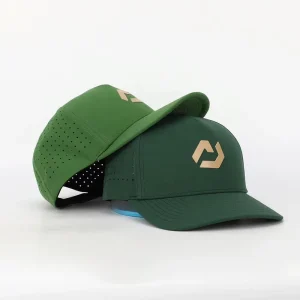 Custom Embossed Logo Waterproof 100% Polyester Golf Hat 5 Panel Adjustable Gorras Laser Cut Hole Sport High Quality