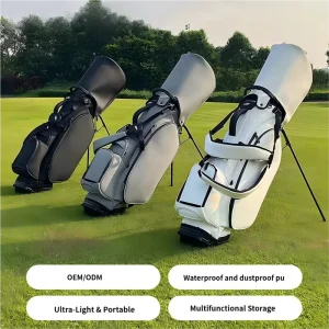 Custom Embroidered Logo Waterproof Golf Bag Professional Stand Bag Lightweight Durable Cart Bag Premium PU Leather