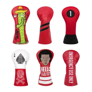 Custom Embroidered PU Leather Golf Headcovers for Driver and Wood