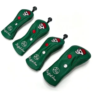Custom Embroidery PU Leather 4-Piece Golf Club Headcover Set for Driver Fairway Hybrid and Utility