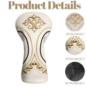 Custom Embroidery PU Leather Waterproof Golf Driver and Fairway Wood Headcover for 460cc Clubs with Plush Velvet Lining