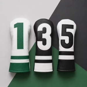 Custom Embroidery Premium Leather Golf Club Headcover Set for 1 3 5 Driver Fairway Hybrid Cute Fit Woods Headcover