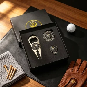Custom Foldable Metal Pitch Fork With Logo Divot Tool With Golf Ball Markers Magnetic Hat Clip Accessories Repair