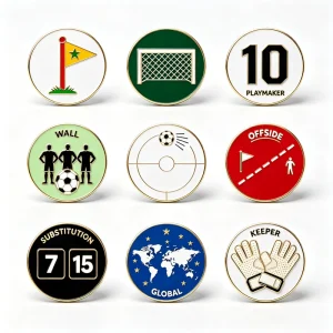 Custom Football Theme Golf Ball Marker Enamel Soccer Golf Ballmarker for Sports Fan Prize