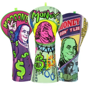Custom Franklin Graffiti Golf Headcovers PU Leather Driver Fairway Wood Hybrid Covers OEM ODM Manufacturer Golf Club Head Covers