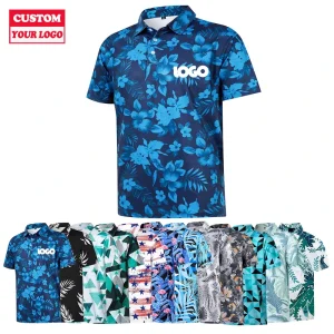 Custom Funky Golf Shirt Quick Dry Polyester UPF Men’s Polo All Over Sublimation Print Logo Vintage Golf Shirts