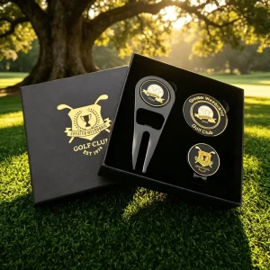 Custom Gold Etch Logo Thickened Hat Clip Golf Accessories Set